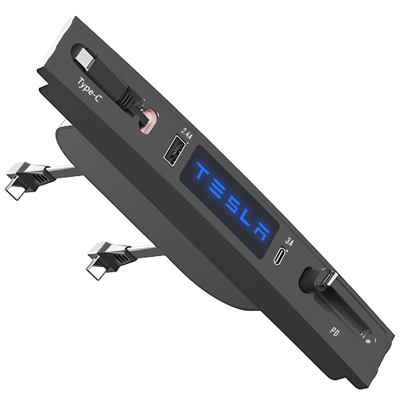 Photo 1 of ****DAMAGED PORTS, SELLING FOR PARTS, FINAL SALE***Customized for Tesla Model 3/Y USB Hub, Fast Charger for Tesla Model Y 3 Accessories 2024 2023 2022 2021 Retractable Cable, Multifunctional Tesla Center Console Accessories(Not fit Model 3 2024)****DAMAGE