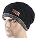 WOZHIFU Men Soft Lined Thick Wool Knit Skull Cap Warm Winter Slouchy Beanies Hat, Black, XX-Large