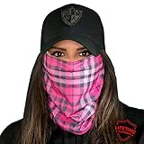 S A CO Official PINK PLAID Face Shield, Perfect for All Outdoor Activities, Protects Face Against the Elements