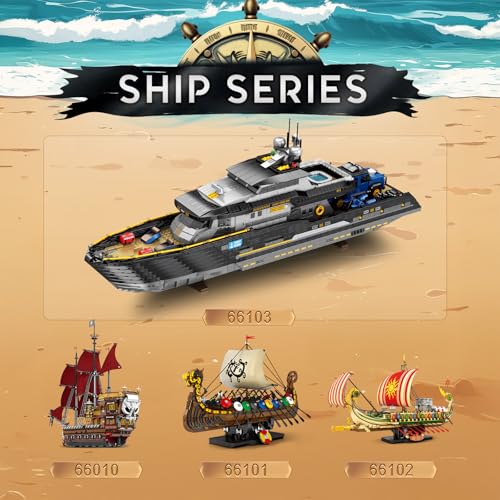 Reobrix 66103 Adult Luxury Yacht Building Kit Cruise Ship Model Kit Toy Yacht Decorations Collectable Exhibition Gift for Adults Boys Girls