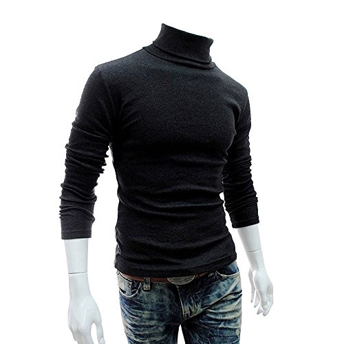 Mens casual basic knitted turtleneck slim fit pullover …