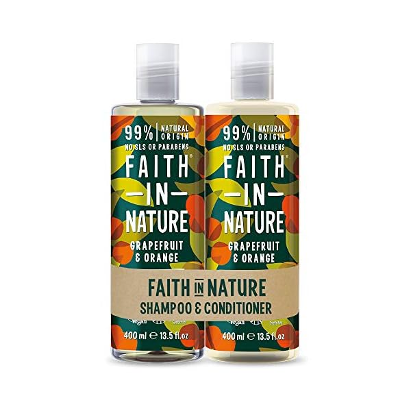 Faith In Nature Natural Grapefruit and Orange Shampoo and Conditioner Set, Invigorating, Vegan and Cruelty Free, No SLS…