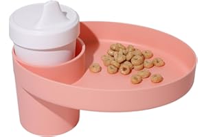 Travel Tray Oval USA Made Extend Your Current Cup Holder to Hold Your Cup Plus A Tray for Snacks, Toys and Accessories. Use in a Car Seat, Booster, Stroller, Golf Cart, Outdoor Chair, (Peach)
