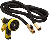 Tespressolife Strongest Flexible Garden Hose Expandable Stretch Hosepipe Comes with 9-Setting Spray Nozzle for All Watering Needs, Black