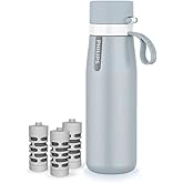 PHILIPS Water Bottle with Filter, Filter Water Bottle Stainless Steel with GoZero Everyday BPA-Free Tap Water Filter, Water Filter Bottle Keep Drink Cold 24 Hours, 3 Filters for 120 gal / 6 Months