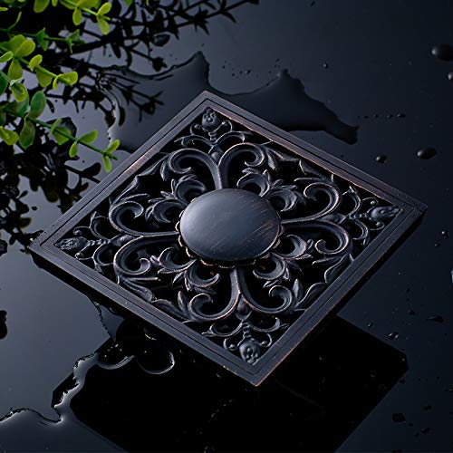 Beelee Bathroom Accessory 4 Inches Square Solid Brass Shower Ground Drainer, Oil Rubbed Bronze Floor - Thumbnail 3