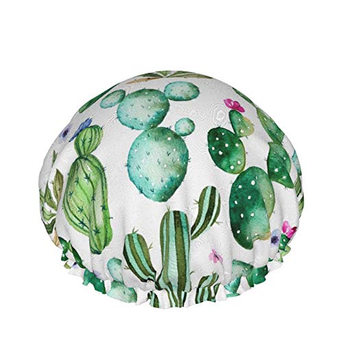 Watercolor Cactus Plant Luxury Shower Cap For Women Waterproof, Reusable Shower Cap For Women Peva Lining Oversized Design For All Hair Lengths 10.6 Ins In Diameter 1 Watercolor Cactus Plant Luxury Shower Cap For Women Waterproof, Reusable Shower Cap For Women Peva Lining Oversized Design For All Hair Lengths 10.6 Ins In Diameter