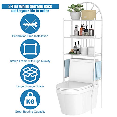 Tangkula Bathroom Space Saver, 3Tier Over The Toilet Storage Rack, Bathroom Organizer with