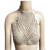 Beach Bra, gloednApple Women Summer Halter Knitted Crop Top Crochet Beach Bikini Bra (Khaki)