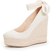 JustFab Wedge Sandals for Women Platform High Heels Summer Mule Open Toe Espadrille Wedges Slip on Comfortable Soft Arch Support Sandals