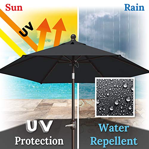 BenefitUSA 7.5' Patio Battery Lighted LED Umbrella Tilt Sunshade Garden Balcony Outdoor (Black)