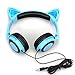 Jinserta Cat Ear Headphones with Glowing Lights (Blue)