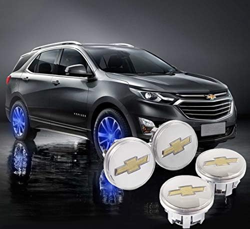Car Wheel Center Caps Hubcap Cover LED Light Magnetic Levitation Waterproof Logo for Cadillac Subaru Mitsubishi Chevrolet Volkswagen Volvo Porsche Hyundai Nissan Rims Accessory 4Pcs (Chevrolet 62mm)