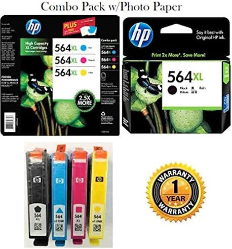 564XL High Capacity HP Ink Cartridges Combo-Pack (Black XL, Cyan XL, Magenta XL & Yellow XL) Color Printing Ink Photo Paper Deskjet Inkjet Copy