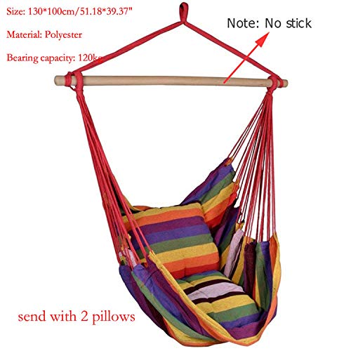 RDWR5D4 Hammock Chair Hanging Chair Swing with 2 Pillows for Outdoor Garden Adults Kids Hammock Chair Hanging Chair,Chair with Pillow