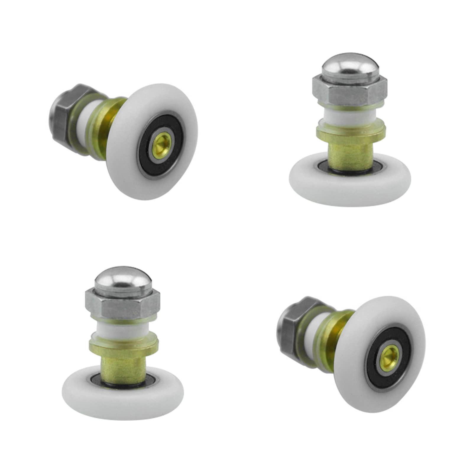 UFURMATE Shower Door Roller, 4Pcs Copper Bathroom Glass Door Pulleys Single Shower Door Runners Wheels Sliding Glass Curved Door Guides for Bathroom DIY Replacement Parts (Diameter 25mm)