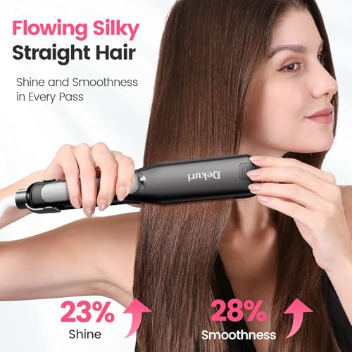 Dekuri Professional Hair Straightener, Large 42 mm Ceramic Water Based Hair Straightener with Adjustable Temperature 120°C-230°C, Black