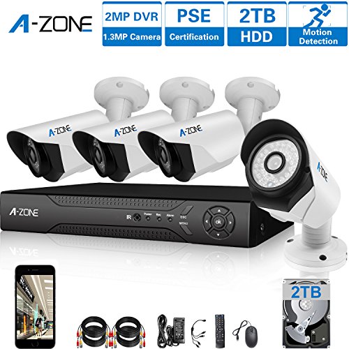 A-zone 4 channel 1080p ahd home security cameras system…