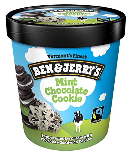 Ben & Jerry's - Vermont's Finest Ice Cream, Non-GMO - Fairtrade - Cage-Free Eggs - Caring Dairy - Responsibly Sourced Packaging, Mint Chocolate Cookie, Pint (4 Count)