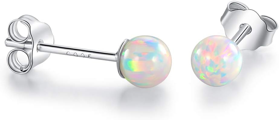 Sterling Silver Stud Earrings Hypoallergenic Earring Jewelry Gifts for Women Teen Girls (Amethyst Opal CZ Earrings)