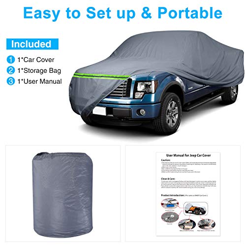 KAKIT Waterproof Truck Cover 6 Layers Pickup Truck Cover All Weatherproof with Door Zipper for Auto Vehicle Outdoor Indoor(Fit Truck Up to 242")
