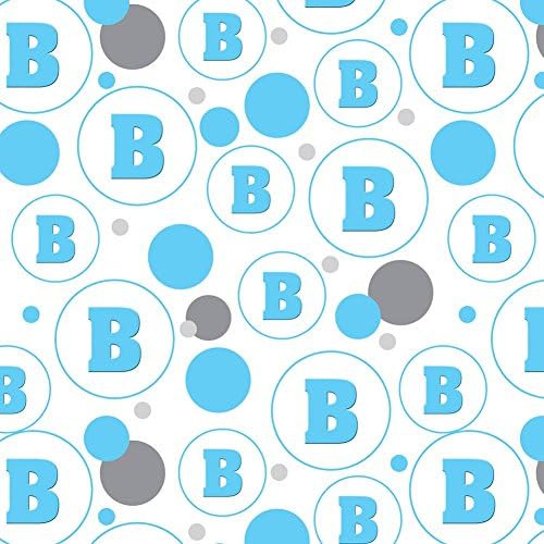 Premium Gift Wrap Wrapping Paper Roll Pattern - Letter Initial Baby Boy Block Font Blue Shower - Letter B Initial