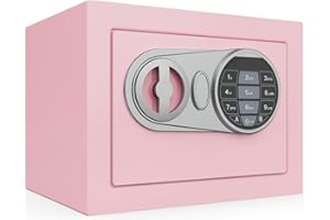 Goldenkey Small Safe Box for Money, Digital Home Safe Box with Keys&Code for Cash and Coin, Mini Safes for Kids, Personal Items for Hotel, 6.69"D x 9.05"W x 6.69"H, 0.236 Cu.Ft.