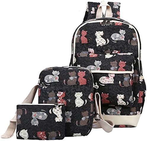 School Backpack Set Lightweight Canvas Laptop Backpacks Bookbag Shoulder Bag for Girls Teens
