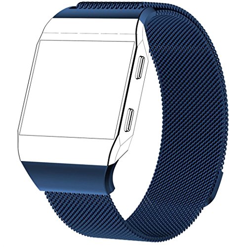AutumnFall For Fitbit Lonic Watch Wristband Magnetic Lock Milanese Loop Stainless Steel Replacement Strap,Lenght:238mm (Blue)