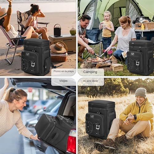 Youngoa Mochila Nevera Isotermica, 30L Grande Bolsa Termica Impermeable para Picnic, Playa, Camping, Barbacoa, Negro