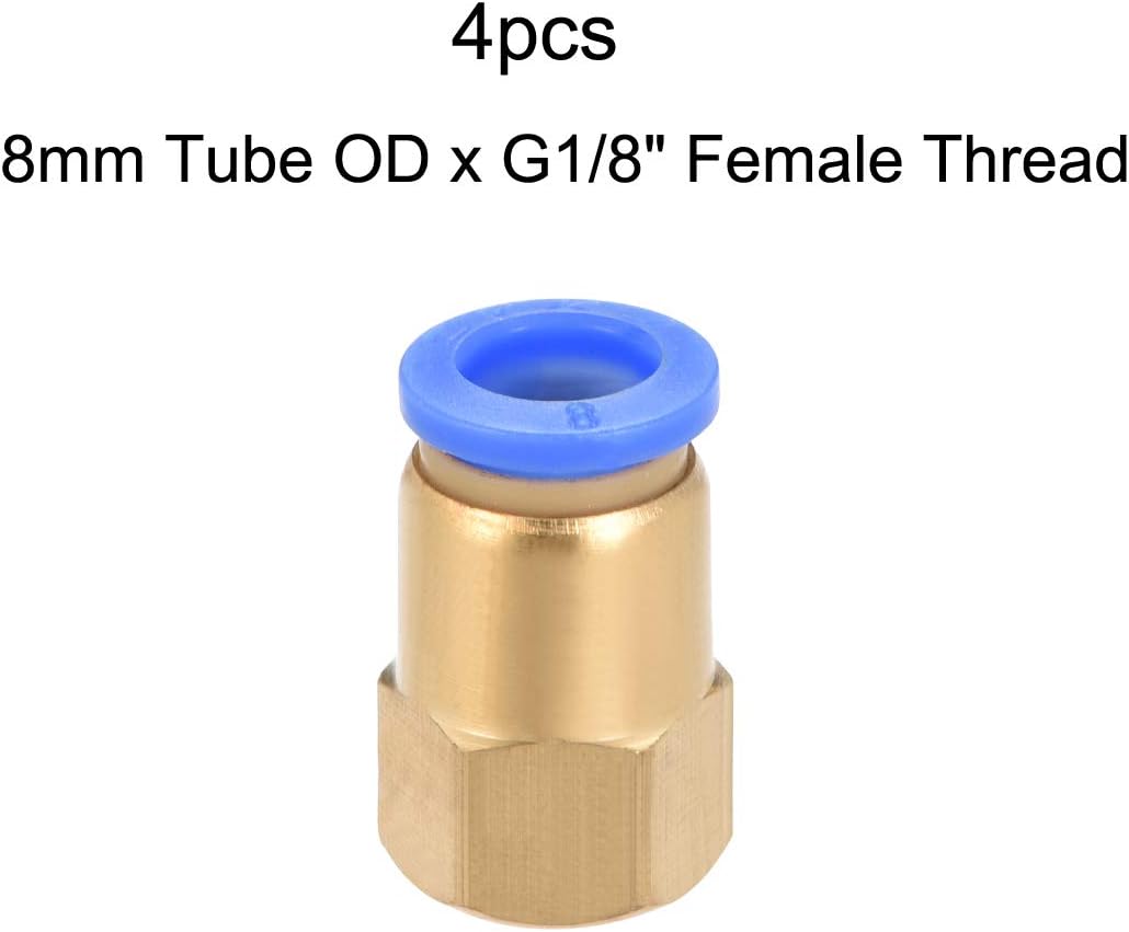 sourcing map Push to Connect Tube Fitting Adapter 8mm Tube OD x G1/8 Female Straight Pneumatic Connecter Connect Pipe Fitting 4pcs - Image 4