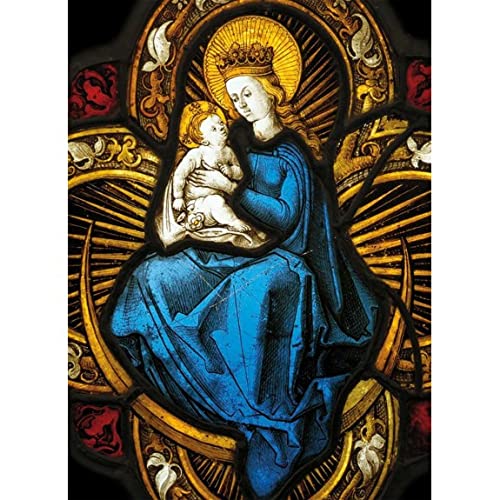 Museums & Galleries V&A Pack of 8 Stunning Christmas Cards 'Virgin and Child Stained Glass Panel' - 8 Cards of 1 Attractive Design