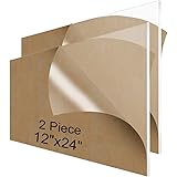 NIUBEE Acrylic Plexiglass Sheet 12x24 Inches (2 Piece),1/8 Inch Thick Clear Plastic Perspex Plate Panel