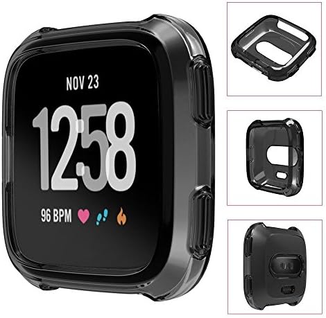 YaSpark Fitbit Versa Cover Case, Luxury Soft TPU Protection Silicone Full Protective Frame Shock Resistant Case Cover for Fitbit Versa SmartWatch