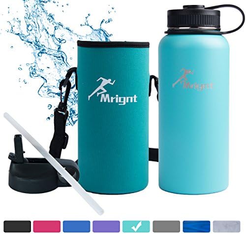 Stainless Steel Vacuum Insulated 40/32 OZ Sports Water Bottle|Best Water Bottle for Men&amp;Women|BUY ONE GET THREE FREE GIFTS-A Straw Lid&amp; A Bottle Pouch &amp; A Bottle Brush-Mint 32