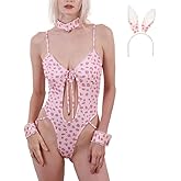 obmedin Women Sexy Lingerie Leopard Exotic Festival Teddy Babydoll Clubbing Cute Outfits with 3 extras