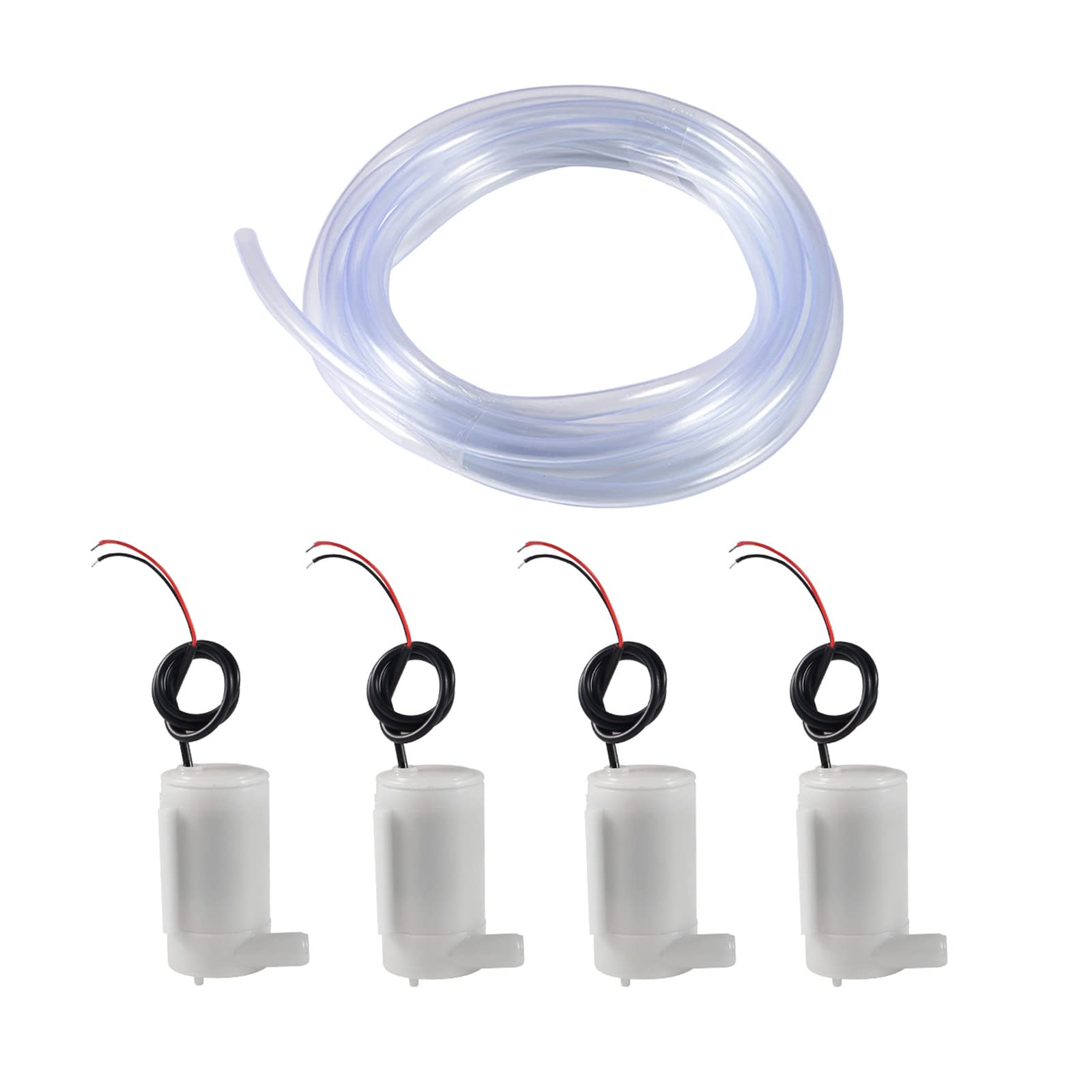 ALAMSCN 4PCS Mini Water Pump DC 3V -5V Submersible Pump + 3M Clear Tubing Flexible PVC Tubing for Aquariums Fish Tank Fountain Hydroponics