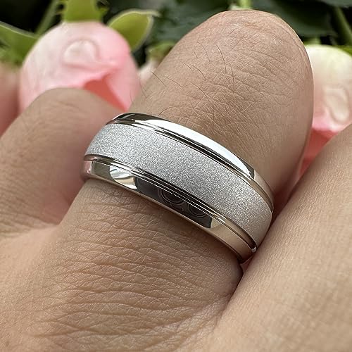 TUTISS Tungsten Wedding Bands - 6mm & 8mm Hammered Rings For Men & Women