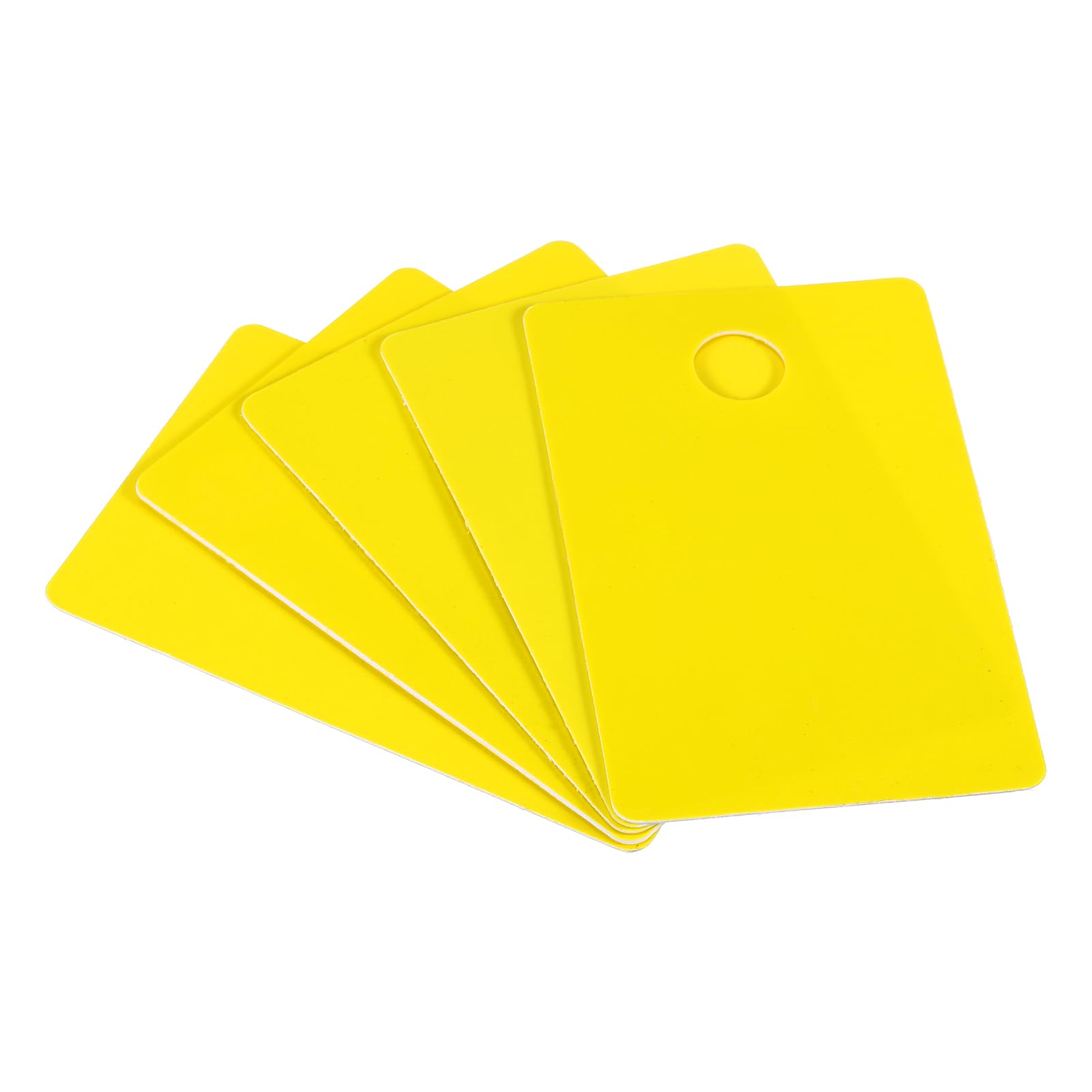 PATIKIL 2.13 x 3.39" PVC Blank Cards with Slot Punch on Short Side, 10 Pcs Punch Card Blank Credit Cards Plastic Photo ID Card for Business Office, Yellow