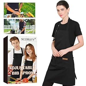 SCOBUTY Barbecueschort, keukenschort, verstelbaar kookschort, kookschort voor mannen en vrouwen, waterdicht kookschort…