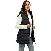 Long Puffer Vest for Women with Hood Lightweight Packable Sleeveless Vest for Spring, Fall & Winter