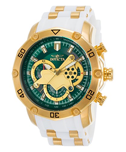 Invicta 23422 Men's Pro Diver Green & Gold Dial Steel & Silicone Strap Chronograph Watch