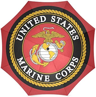 Custom United States Marine Corps Eagle & Anchor Logo Compact Travel Windproof Rainproof Foldable Umbrella