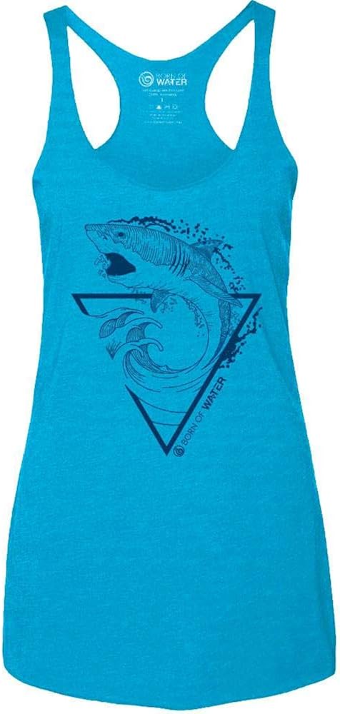 Great White Shark Tank Top: Womens Tri-Blend Raceback