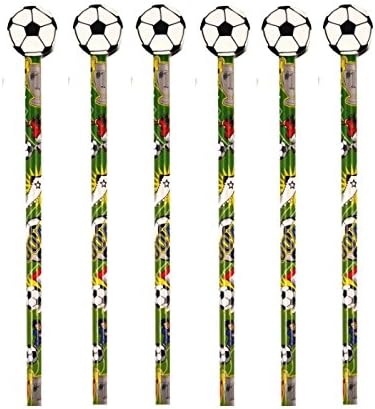 24 x Football Pencils With Novelty Erasers Toppers - Wholesale Bulk Buy, White,Green,Black, 24 count (Pack of 1) - Image 3