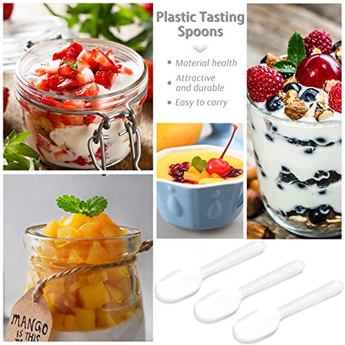 3 otters 100PCS Plastic Tasting Spoons, Disposable Mini Tasters 3.5inch Plastic Spoon Great Disposable Spoons, Extra Sturdy, BPA Free