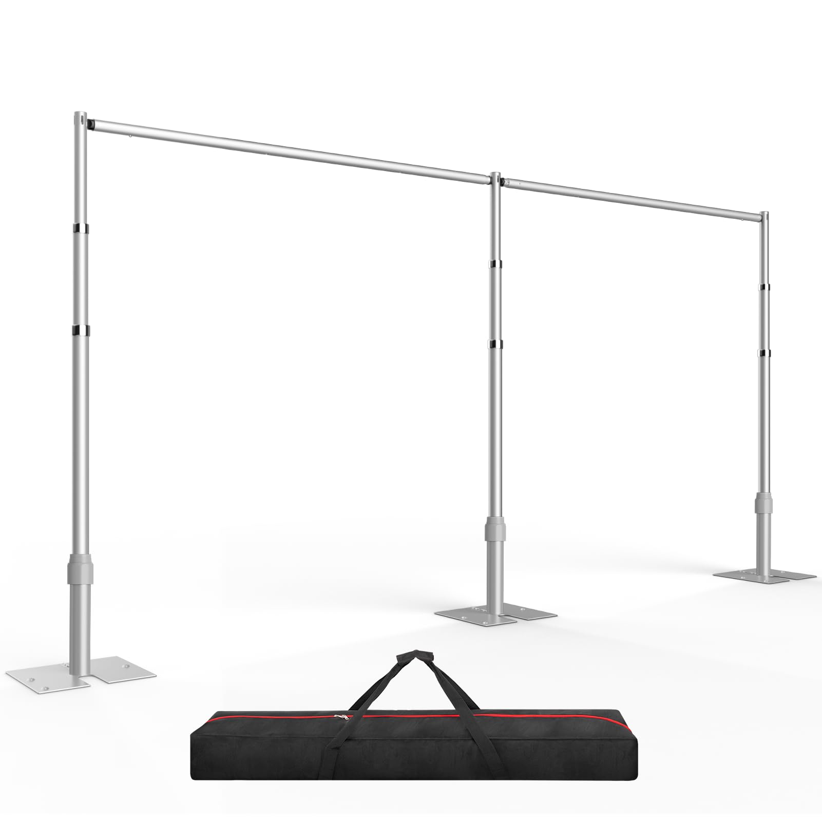 thumbnail image 2 of 3x6-15M Heavy Duty Telescopic Pipe And Drape Kit - Wedding Backdrop Frame Stand (Silver) 2 of 5