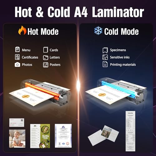 Laminator Machine, 9-Inch Letter Size Laminating Machine with 15 Laminating Pouches for Small Desktop, 4 in 1 Never Jam Thermal Laminator with Trimmer Corner Rounder for Office School Home