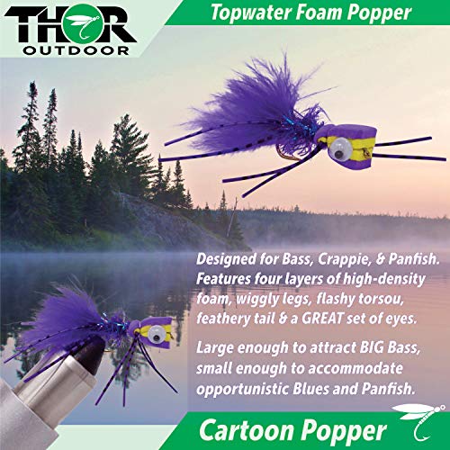 image for Thor Outdoor Topwater Fly Fishing Kit for Bass & Panfish | 14 pc Assor