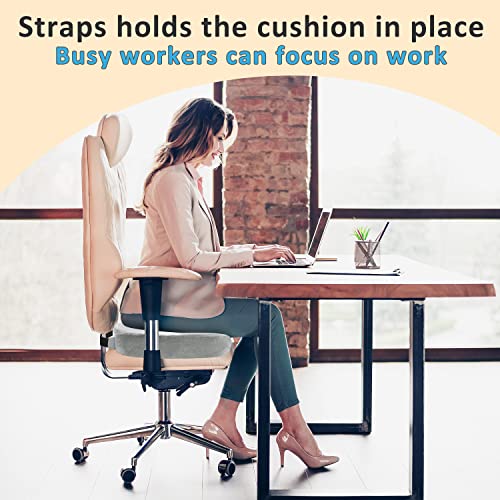 Dreamer Car Seat Cushions/Chair Cushions with Adjustable Strap Enjoy Uninterrupted Comfort - Slow Rebound Memory Foam Chair Pads Bring Extra Comfort for Long Time Sitting (Velvet Cover, Gray)